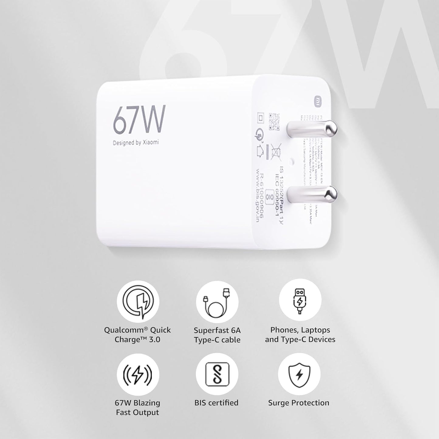 Mi Xiaomi Original 67W Fast Charger Combo/Rapid Charging