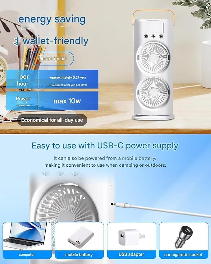 Dual Fan Misting Cooler-with Swing (Mix Colors)