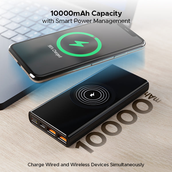 Boat EnergyShroom PB310 Wireless Pro 10000mAh Powerbank | 15W Wireless & 22.5W Wired Charging