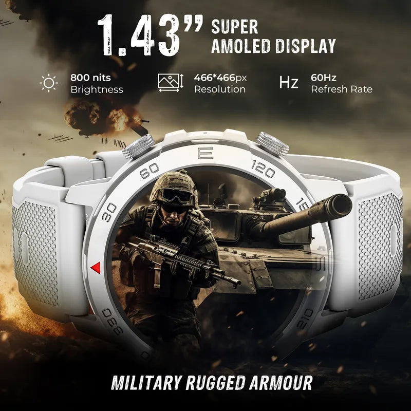 beatXP Duke - Rugged Smartwatch with 1.43" Super AMOLED, Metallic Body, BT Calling