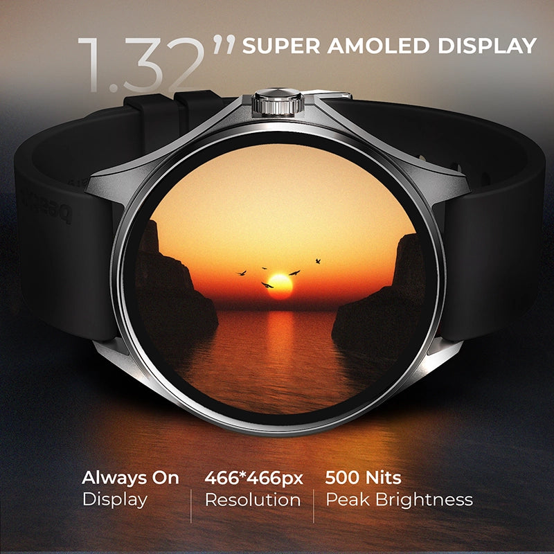 beatXP Nuke Smartwatch with 1.32” AMOLED Display, Bluetooth Calling & Metal Body