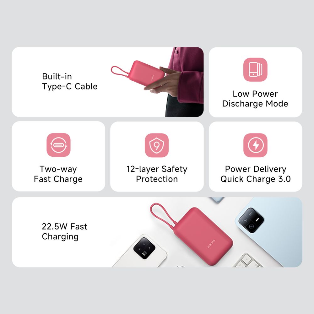Xiaomi Pocket 10000 mAh 22.5W Fast Charging Power Bank (Mixed colors)