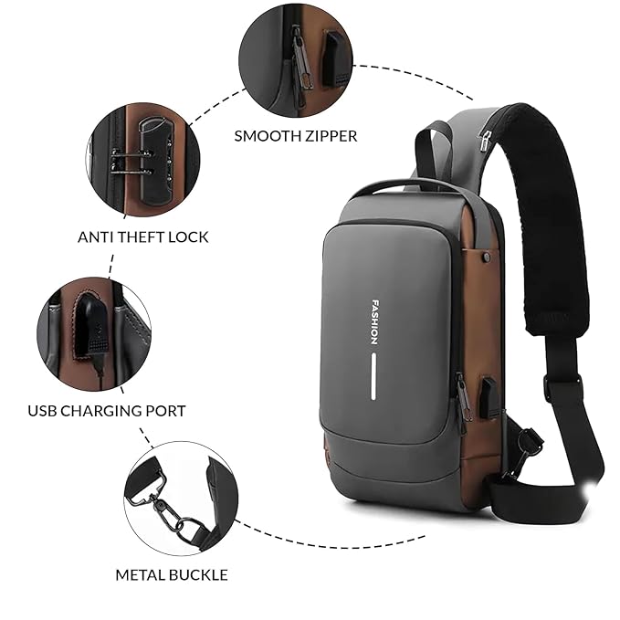Waterproof crossbody Anti theft sling bag