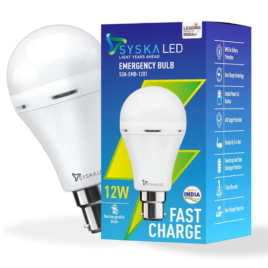 SYSKA Inverter Ssk-Emb-12-01 12W Rechargeable Emergency LED Bulb (White)