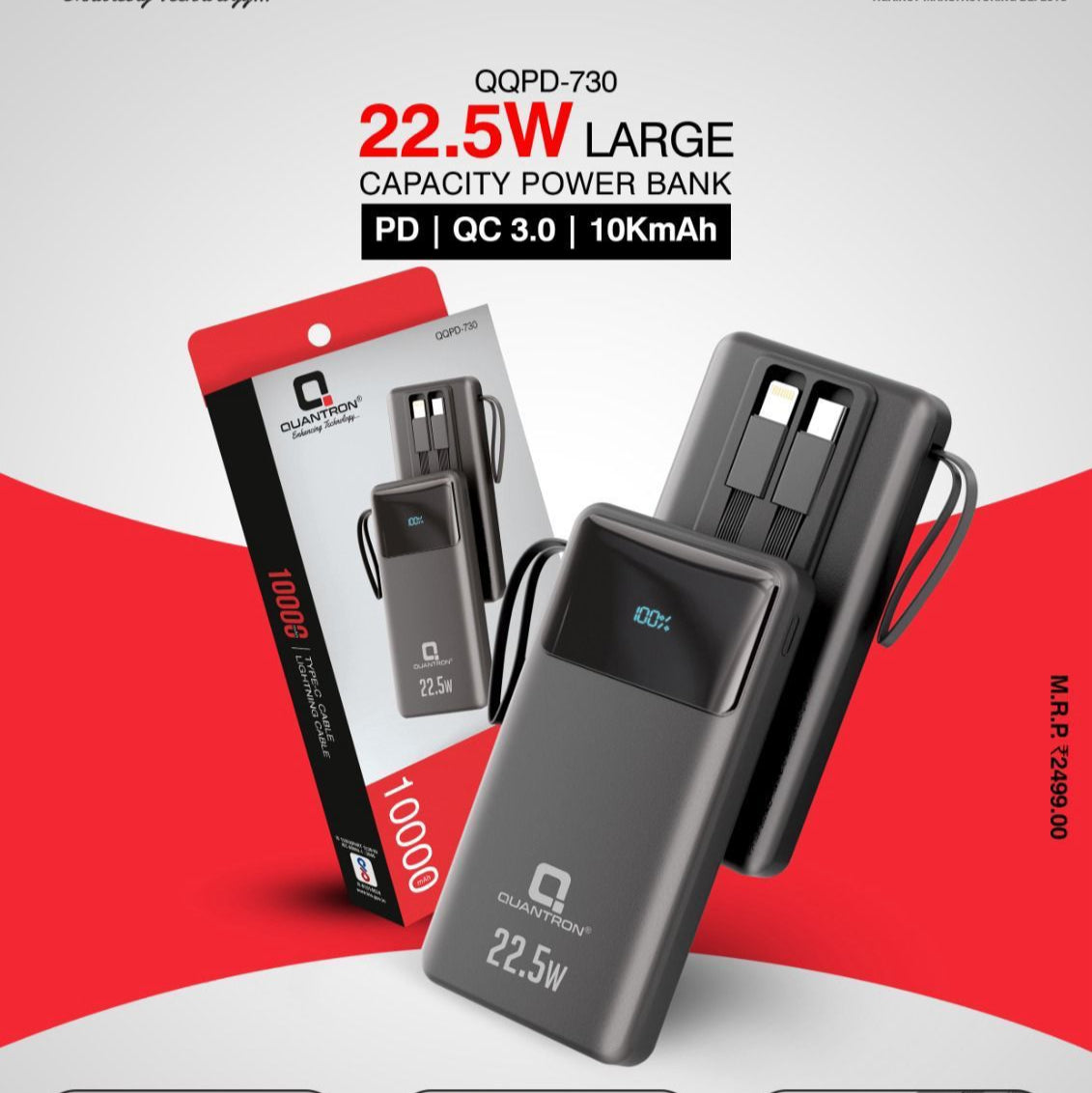 Quantron 22.5W QC+PD 10k mAh Powerbank